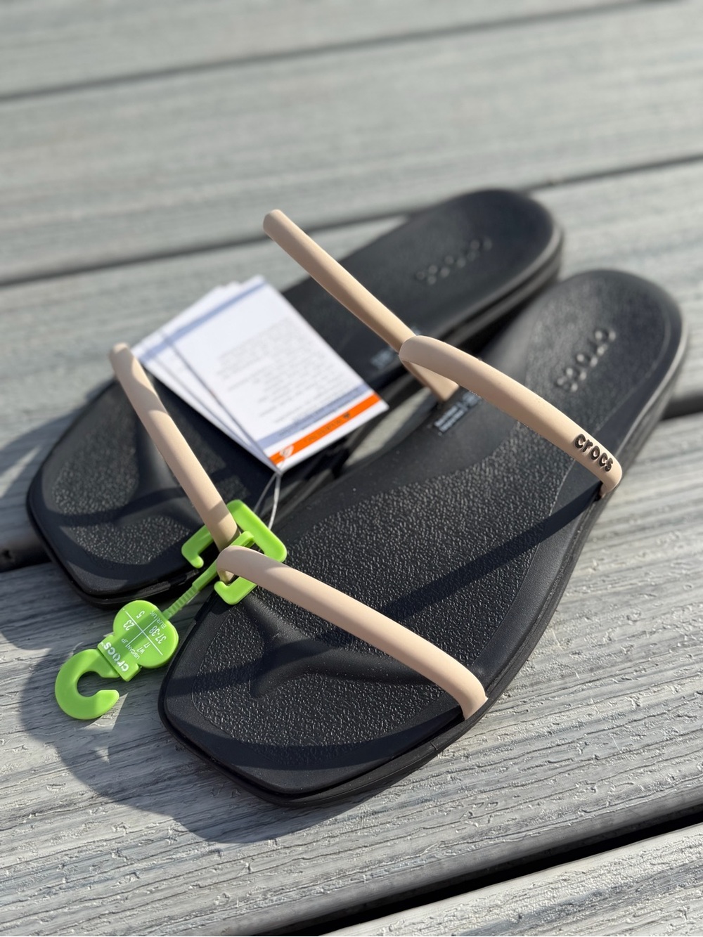 Crocs Women’s Miami Two Straps Two Toned Black & Dulce Beige Sandals 7 - Picture 7 of 11